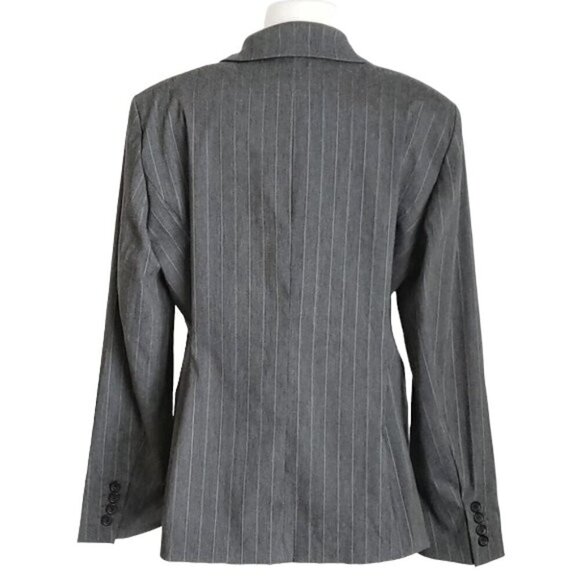 Michael Kors Gray Heather & White Striped Blazer Suit Jacket- Plus Size - Picture 2 of 4
